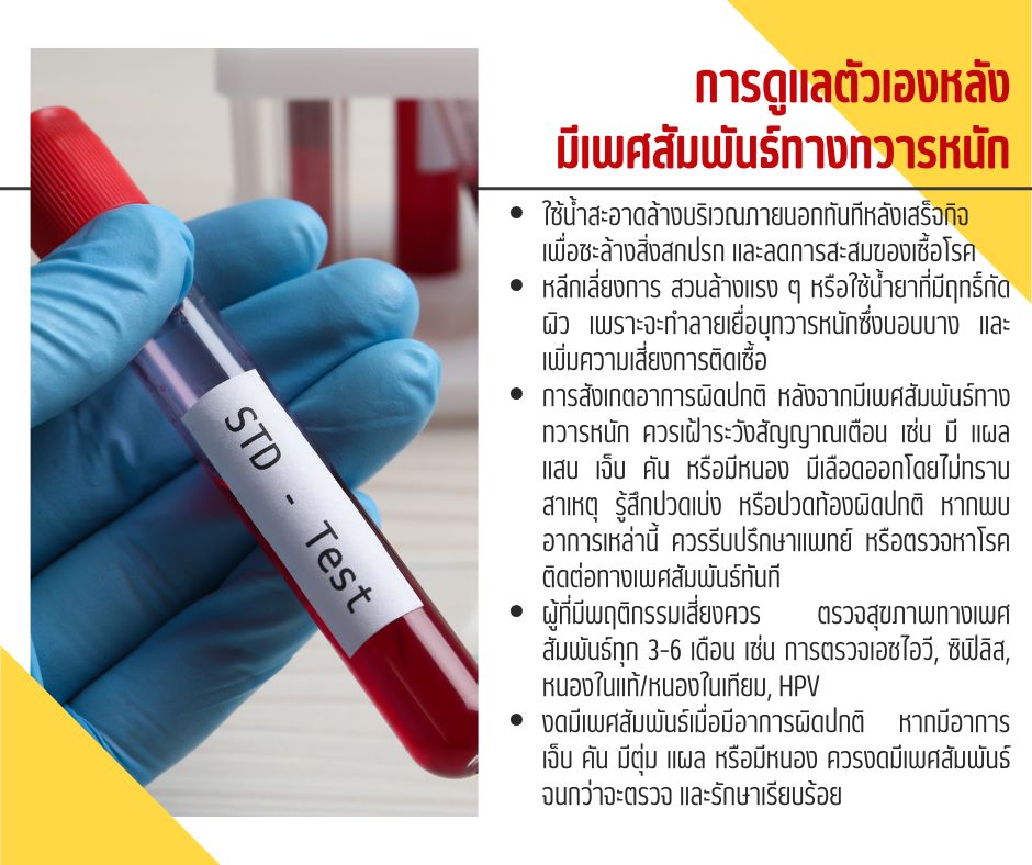 การดูแลตัวเองหลังมีเพศสัมพันธ์ทางทวารหนัก